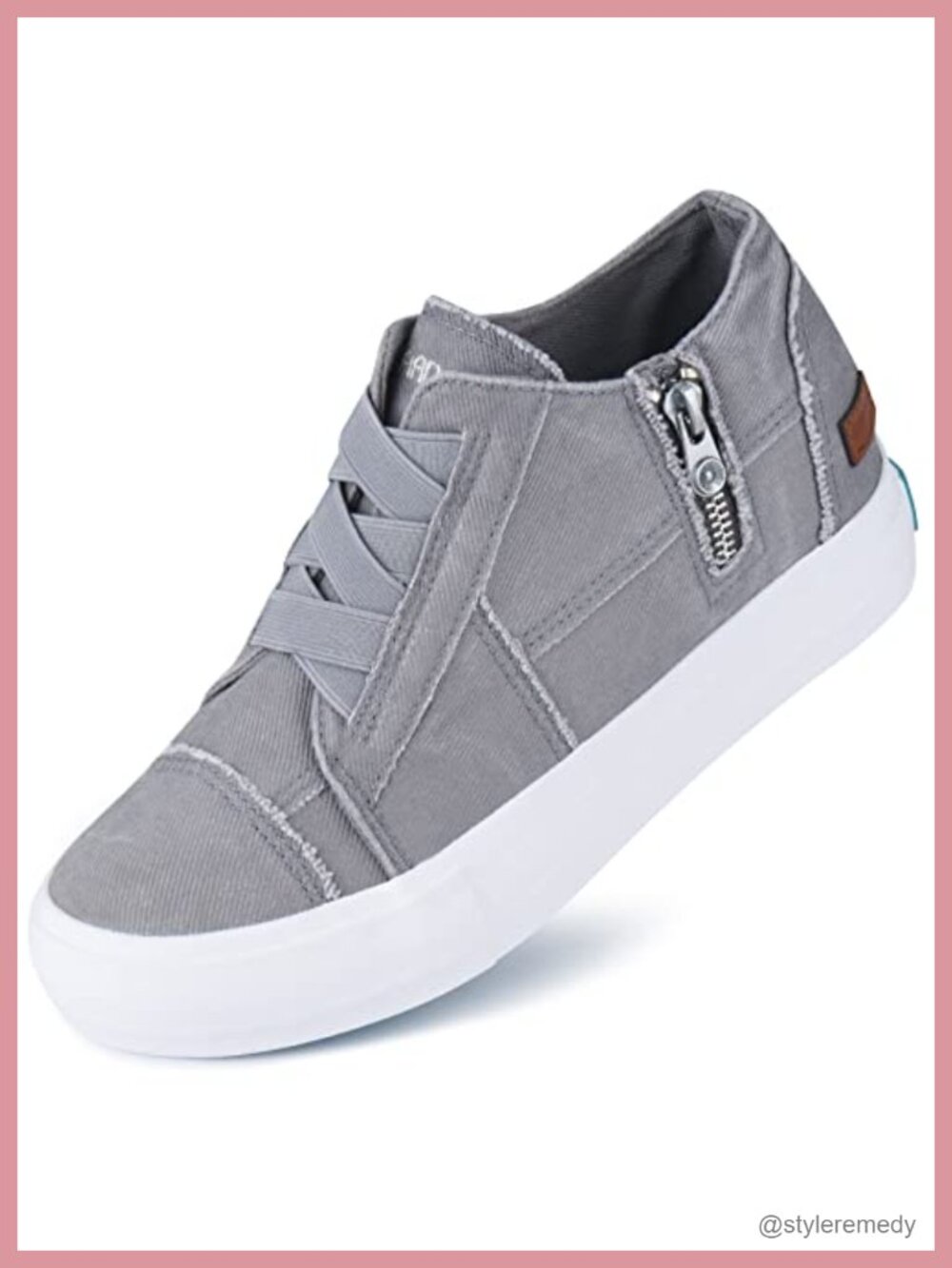 Women's Canvas Wedge Sneakers Hidden Heel Platform Side Zipper Slip On